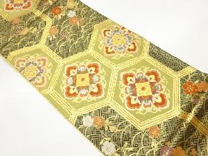 亀甲に華文・梅・桜模様織出し袋帯